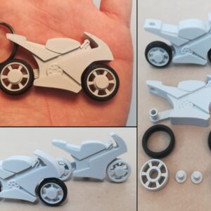 Motorcycle Keychain with Spinning Wheels